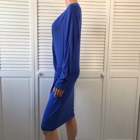 HAUTE HIPPIE Cobalt Long Sleeve Deep V-Neck Dress Size Small - Picture 4 of 10